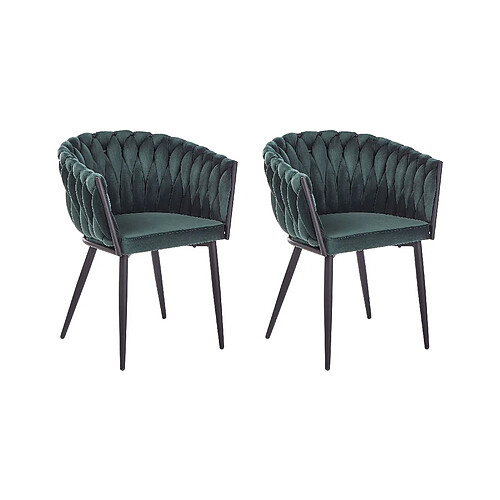 Beliani Chaise de salle à manger Set de 2 Vert foncé MILAN