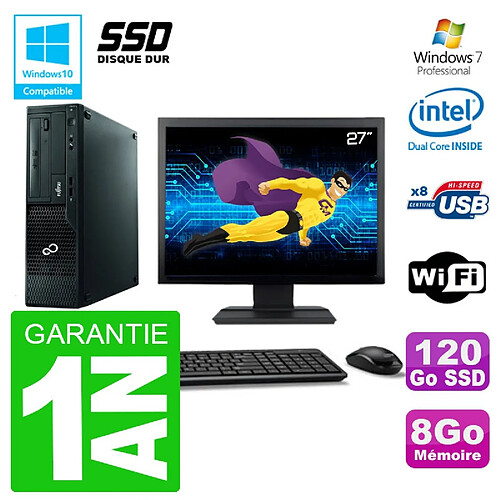 PC Fujitsu Esprimo E500 E85+ DT Ecran 27" G640 RAM 8Go SSD 120Go DVD Wifi W7 · Occasion