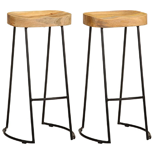 vidaXL Tabourets de bar lot de 2 bois de manguier massif