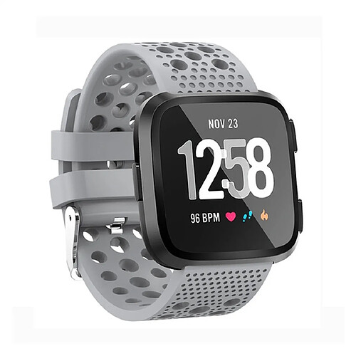 Wewoo Bracelet pour montre connectée Smartwatch avec perforé à cercle trou de ventilation Fitbit Versa Gris