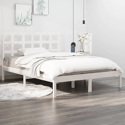 Maison Chic Lit Super King - Cadre de lit,Structure du lit Contemporain pour chambre Blanc Bois massif 180x200 cm -MN97374