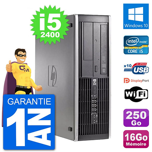 PC HP Compaq 6200 Pro SFF Intel i5-2400 RAM 16Go Disque 250Go Windows 10 Wifi · Occasion