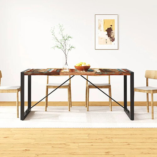 vidaXL Table à manger Bois de récupération massif 180 cm