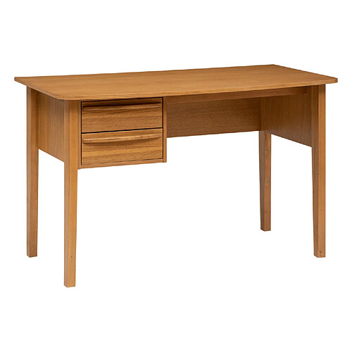 Pegane Table du bureau avec 2 tiroirs en bois coloris naturel - longueur 125 x Profondeur 55,5 x Hauteur 76,5 cm