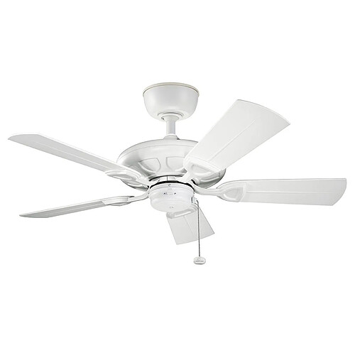 Elstead Lighting Ventilateur de plafond à 5 pales avec chaîne de traction de 107 cm, blanc mat