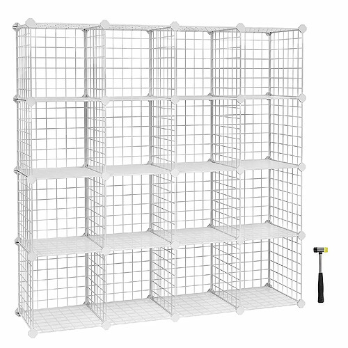 16 Cubes de Rangement en Treillis Blanc LPI44W SONGMICS®