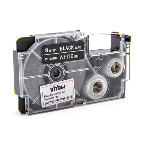 vhbw Cartouche cassette à ruban 9mm pour Casio CW-L300, KL-100E, KL-120, KL-1500, KL-200E, KL-300, KL-60, KL-7000, KL-70E comme XR-9ABK, XR-9ABK1.