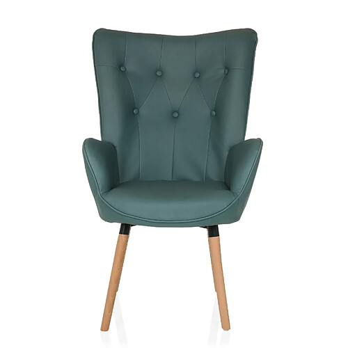 Fauteuil à oreilles / fauteuil vintage HAVENIO I tissu menthe hjh LIVING