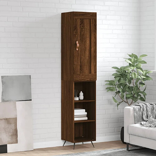 vidaXL Buffet haut Chêne marron 34,5x34x180 cm Bois d'ingénierie