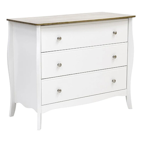 Zandiara Commode 3 tiroirs BARROCO 2 Blanc/pin