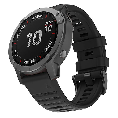 Wewoo Bracelet pour montre connectée de remplacement Smartwatch en silicone Garmin Fenix 6X 26 mm noir