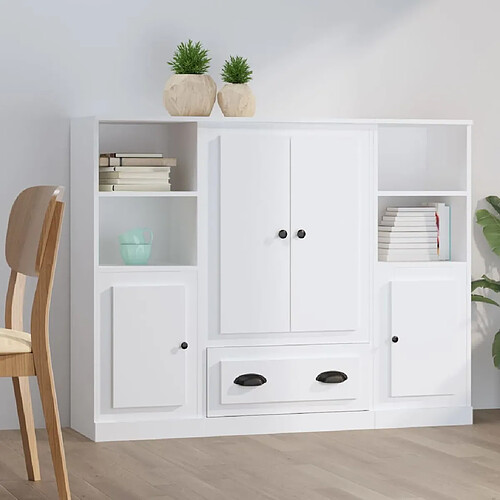 Maison Chic Ensemble de 3 Buffets,commode,console pour rangement blanc bois d'ingénierie -MN55068