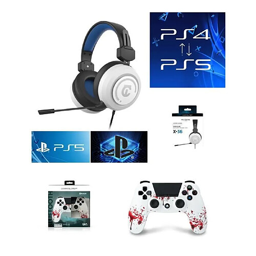 Under Control Pack Manette PS4 Manette Bluetooth ZOMBIE BLANCHE 3.5 JACK + Casque BLANC 1704 PS4-PS5 PLAYSTATION