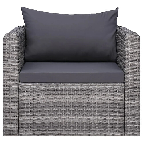 Maison Chic Chaise de jardin avec coussin - Fauteuil d'extérieur et oreiller Résine tressée Gris -MN56656