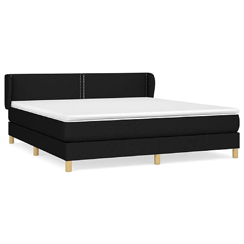 Maison Chic Structures de lit + matelas,Lit à sommier tapissier avec matelas Noir 160x200 cm Tissu -MN85621