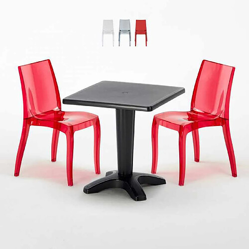 Grand Soleil Table bistrot et 2 chaises colorées poly