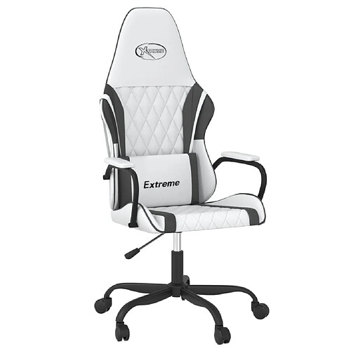 Maison Chic Chaise Gaming | Chaise de jeu de massage Ergonomique | Chaises de Bureau Blanc et noir Similicuir -GKD15859