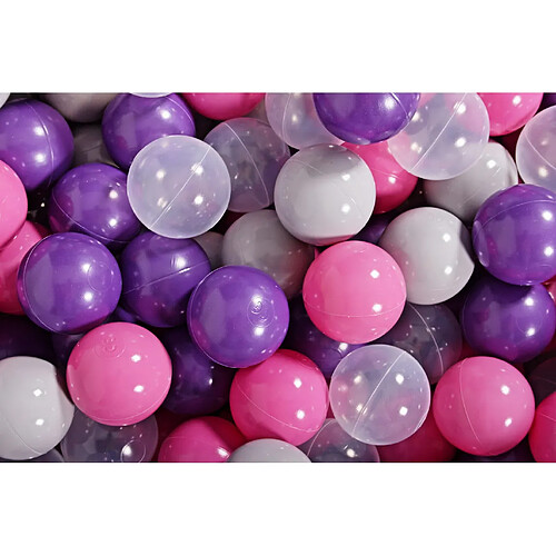 MeowBaby Jeu de Balles en Plastique, 300 Balles: Violet/Rose Clair/Gris/Transparent