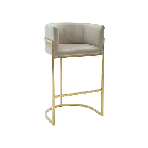 Tabouret de bar en velours et acier inoxydable - Beige et doré - PERIA de Pascal MORABITO