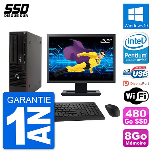 PC Fujitsu E910 DT Ecran 22" Intel G630 RAM 8Go SSD 480Go Windows 10 Wifi · Occasion