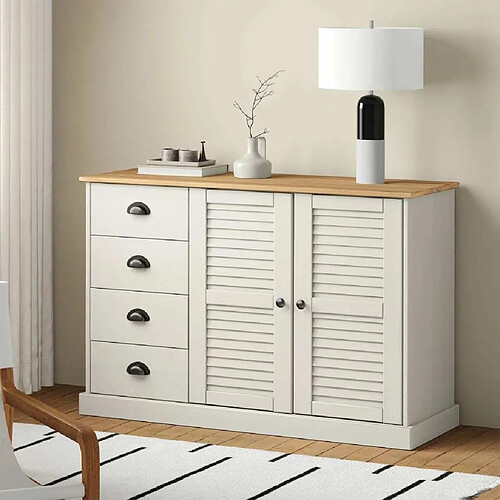 Maison Chic Buffet commode,console avec tiroirs pour rangement VIGO 113x40x75 cm blanc bois massif de pin -MN21495