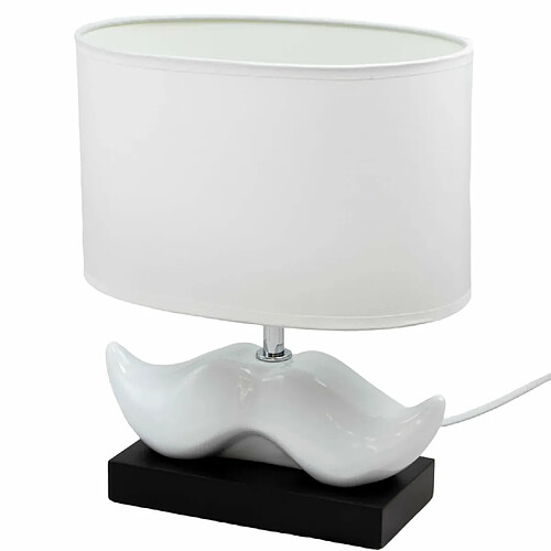 Corep Lampe a poser Moustache ceramique noir et blanc Luminaire LED chevet chambre salon