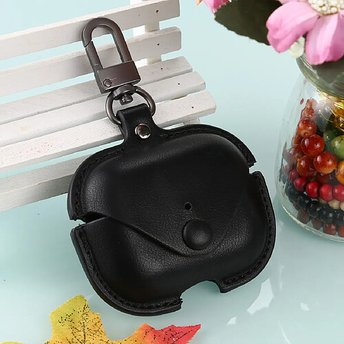 Wewoo Coque Pour AirPods Pro Litchi Housse de protection en cuir PU écouteurs avec crochet noir