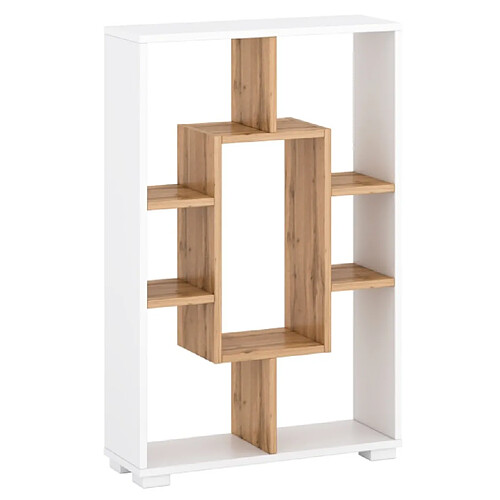 Homestyle4U Étagère Bibliothèque sur pied ou murale 7 compartiments à 4 variantes coloris Chêne et Blanc