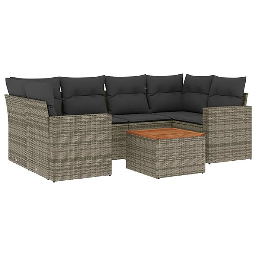 Maison Chic Salon de jardin avec coussins 7 pcs, Ensemble Tables et chaises de jardin, gris résine tressée -GKD342427