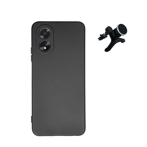 SuppOrt Magnétique renforcé de kit + couvercle de silicone liquide Phonecare pour Oppo A38 4G - le noir