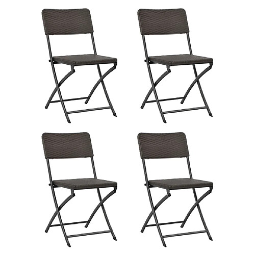 vidaXL Chaises pliables de jardin lot de 4 PEHD et acier