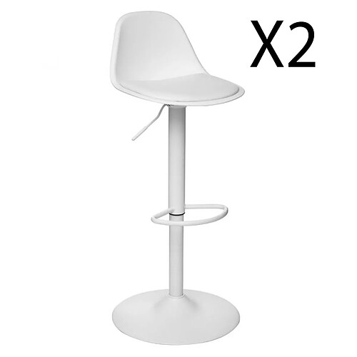 Pegane Lot de 2 chaises de bar en polypropylène coloris blanc - Diamètre 45 x Hauteur 103 cm