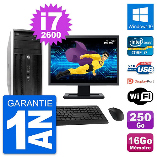 PC Tour HP Pro 6300 CMT Ecran 22" i7-2600 RAM 16Go Disque 250Go Windows 10 Wifi · Occasion