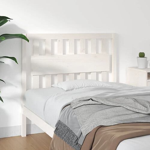 Maison Chic Tête de lit scandinave pour lit adulte,Meuble de chambre Blanc 105,5x4x100 cm Bois massif de pin -MN35288