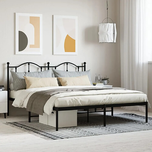 Maison Chic Lit adulte - Cadre de lit métal avec tête de lit,Structure du lit Contemporain pour chambre noir 160x200 cm -MN54848