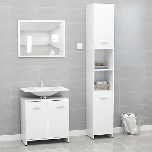 ComfortXL Ensemble De Meubles De Bain 3 Pièces Blanc Bois D'ingénierie