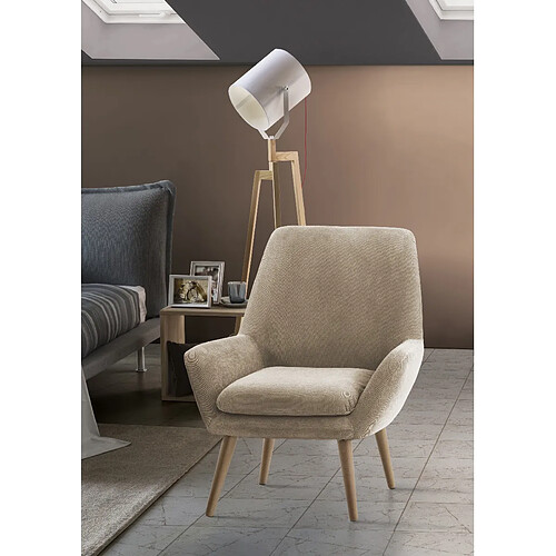 Autrement Talamo Italia Fauteuil design Salina, Fauteuil relax moderne, Fabriqué en Italie, en tissu rembourré, Couleur Beige, Cm: 80x70h95