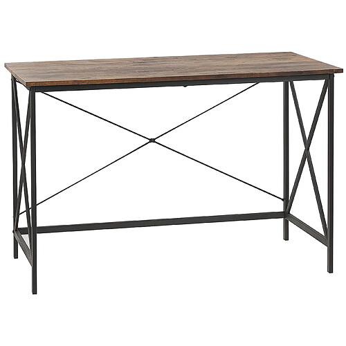 Beliani Bureau 115 x 60 cm bois foncé et noir FUTON