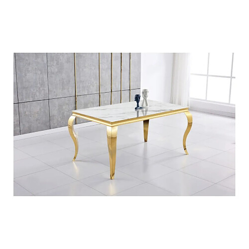 PROTOCOLE HOME Table Doree en verre 180 CM