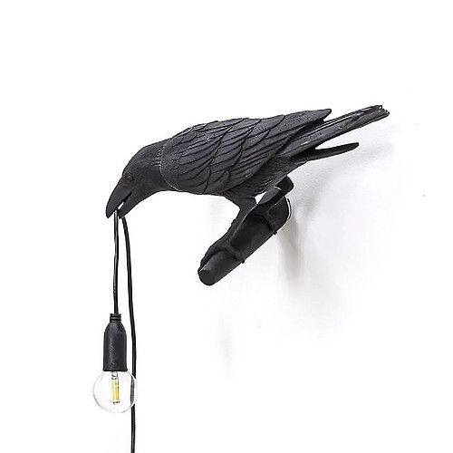 Universal Lampe murale oiseau italien moderne résine blanc noir lumière chambre lit eau lumineuse chambre décoration luminaire led (mur gauche)