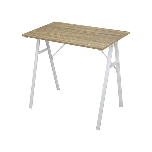 Mobili Rebecca Table D'ordinateur Bureau De Jeu Gaming Moderne En Acier Bois Beige