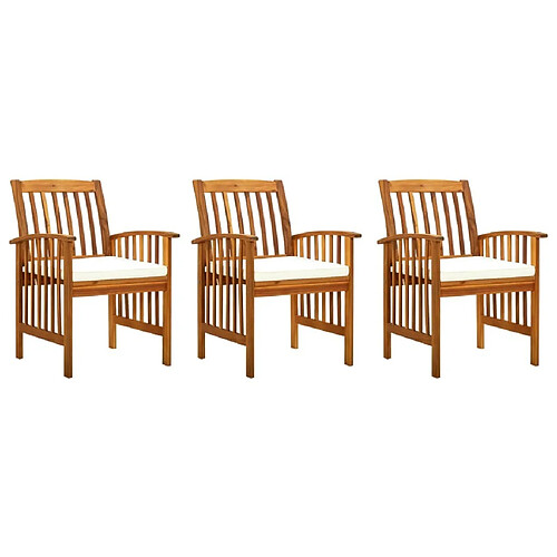 Maison Chic Lot de 3 Chaises à manger et coussins,Fauteuil/Chaises à dîner Bois d'acacia massif -MN24380