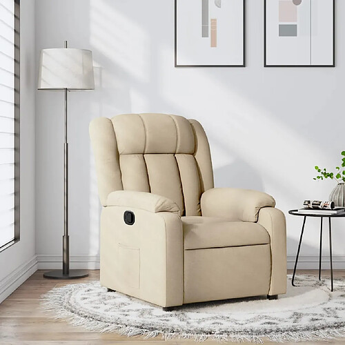 vidaXL Fauteuil inclinable Crème Tissu