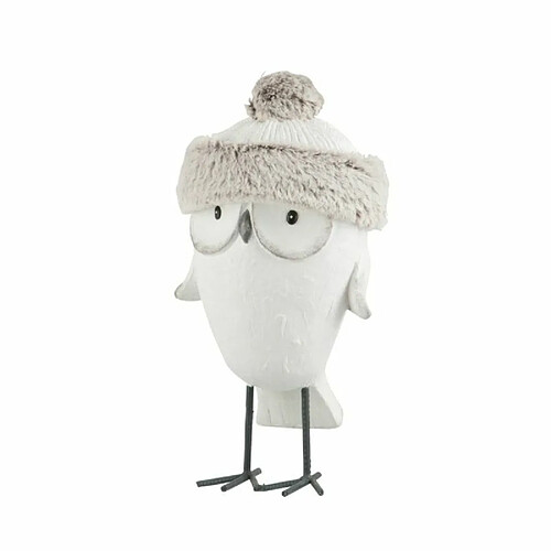 Paris Prix Statue Déco Hibou avec Bonnet 40cm Blanc