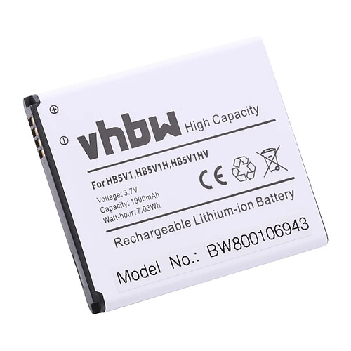 vhbw Li-Ion batterie 1900mAh (3.7V) pour téléphone Huawei Ascend G350-U00 comme HB5V1.