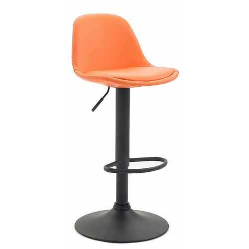 Decoshop26 Tabouret de bar avec repose-pieds design moderne en synthétique orange pieds en métal noir mat TDB10575