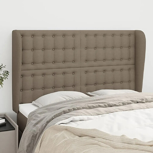 Maison Chic Tête de lit scandinave avec oreilles,meuble de chambre Taupe 147x23x118/128 cm Tissu -MN58846