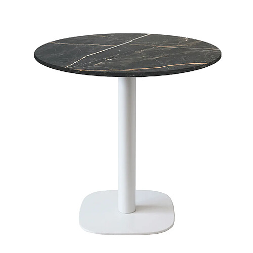 Restootab Table Ø70cm - modèle Round pied blanc marbre tamas