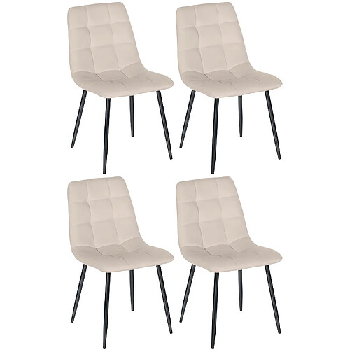 Decoshop26 Lot de 4 chaises de salle à manger style moderne et confortable en tissu velours crème et métal noir 10_0001794