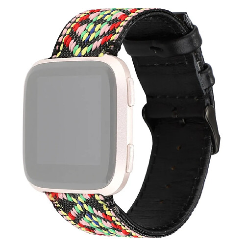 Wewoo Bracelet pour montre connectée Fitbit Versa Style ethnique en cuir véritable coloré